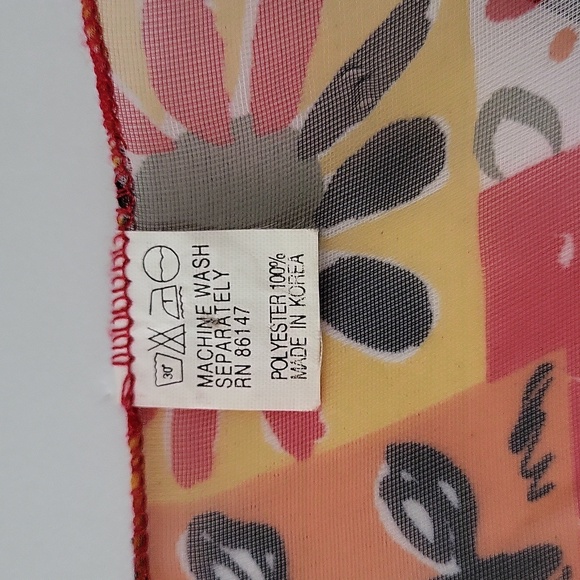 Vintage Country Calico Print Scarf Neck Square 20" x 20" 1970's - Picture 5 of 6